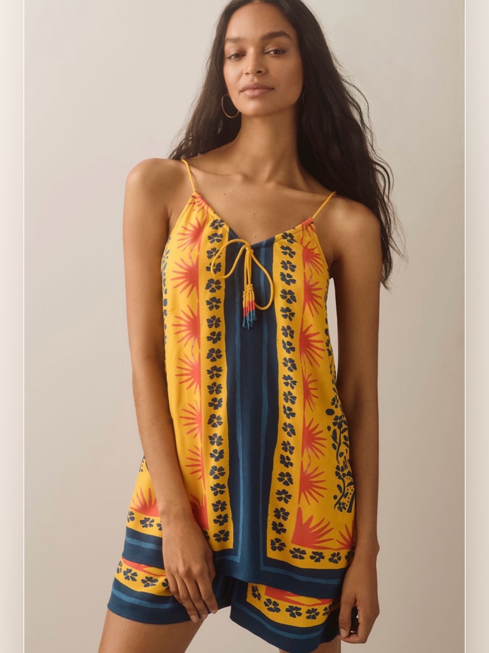 NWT Farm Rio x Anthropologie Tie-Neck Layered Romper